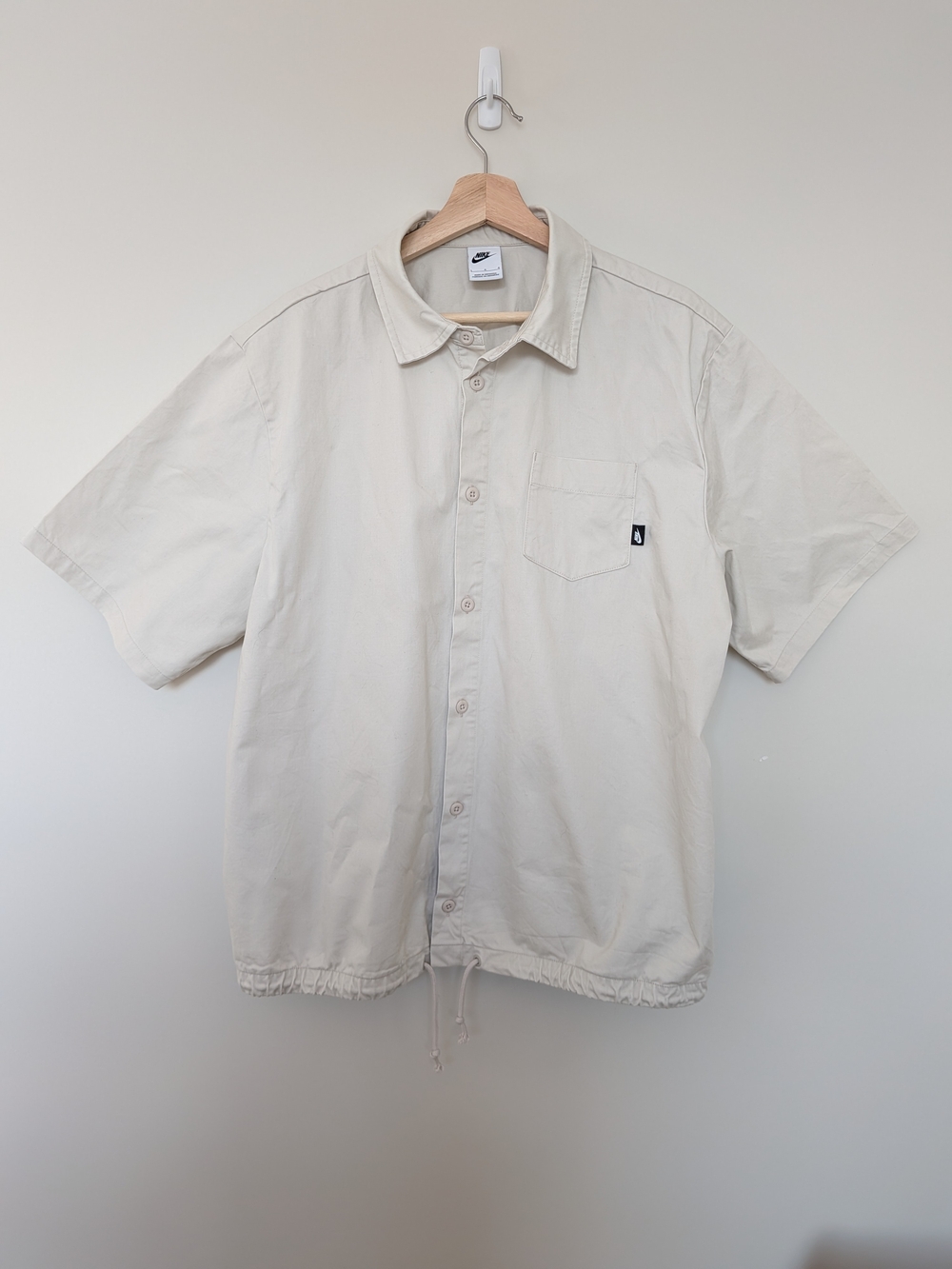 Nike Short-Sleeve Button Down Shirt in Light Cream
